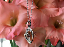 Load image into Gallery viewer, Rowing pendant - heart-shaped, with zirconia stones | Strokeside Design