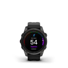 Kép betöltése a galériamegjelenítőbe: Garmin | EPIX PRO (GEN 2) SAPPHIRE 42 MM, KARBONSZÜRKE DLC, FEKETE SZILIKON SZÍJJAL (ED XD)
