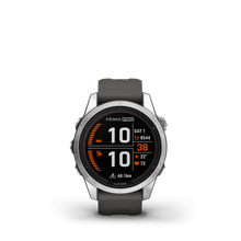 Kép betöltése a galériamegjelenítőbe: Garmin | FENIX 7S PRO SOLAR, EZÜST, GRAFITSZÜRKE SZILIKON SZÍJJAL (ED)
