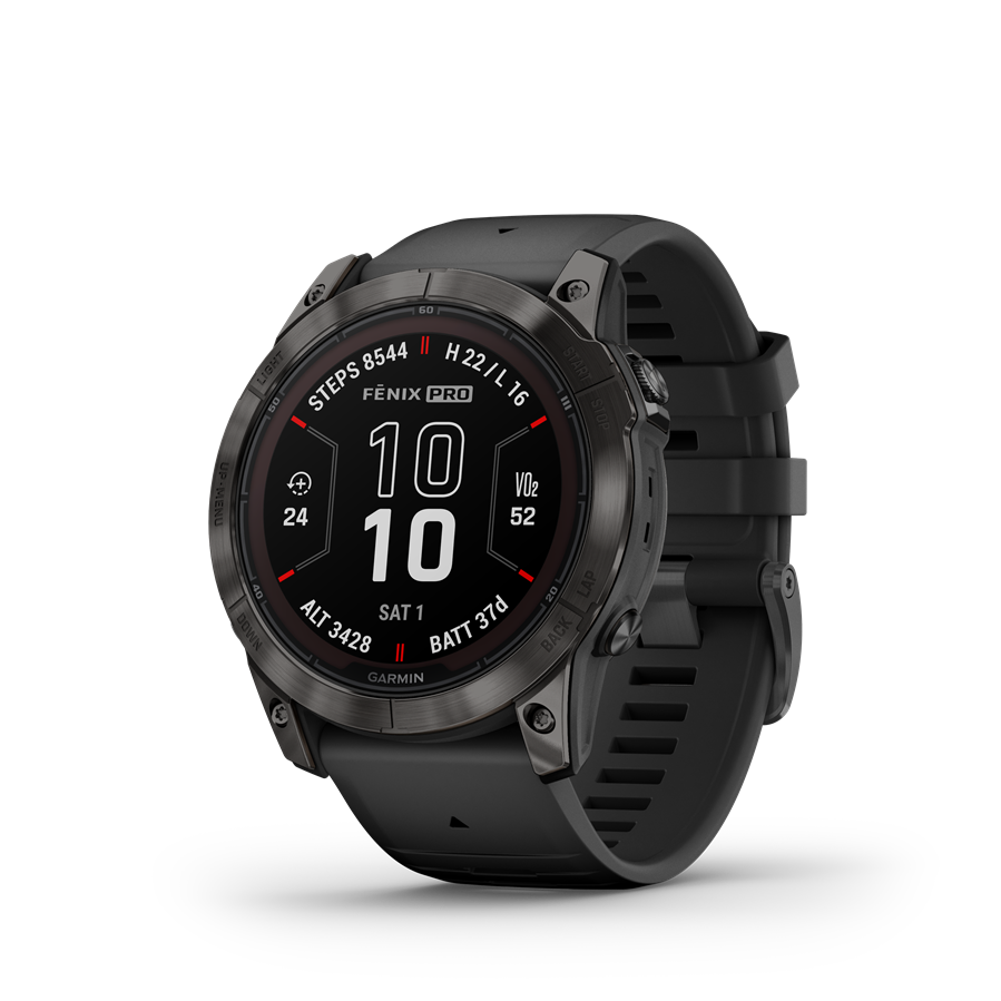 Garmin | FENIX 7X PRO SAPPHIRE SOLAR, SZÜRKE DLC TITÁNIUM, FEKETE SZILIKON SZÍJJAL (ED XD)