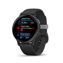 Kép betöltése a galériamegjelenítőbe: Garmin | VÍVOACTIVE 5 FEKETE, SZILIKON SZÍJJAL (ED)
